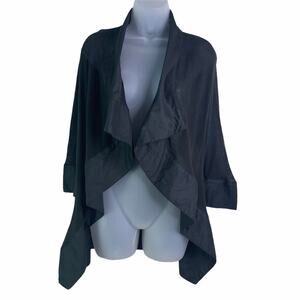 Tucci Black Semi Sheer Cardigan Open Front Top